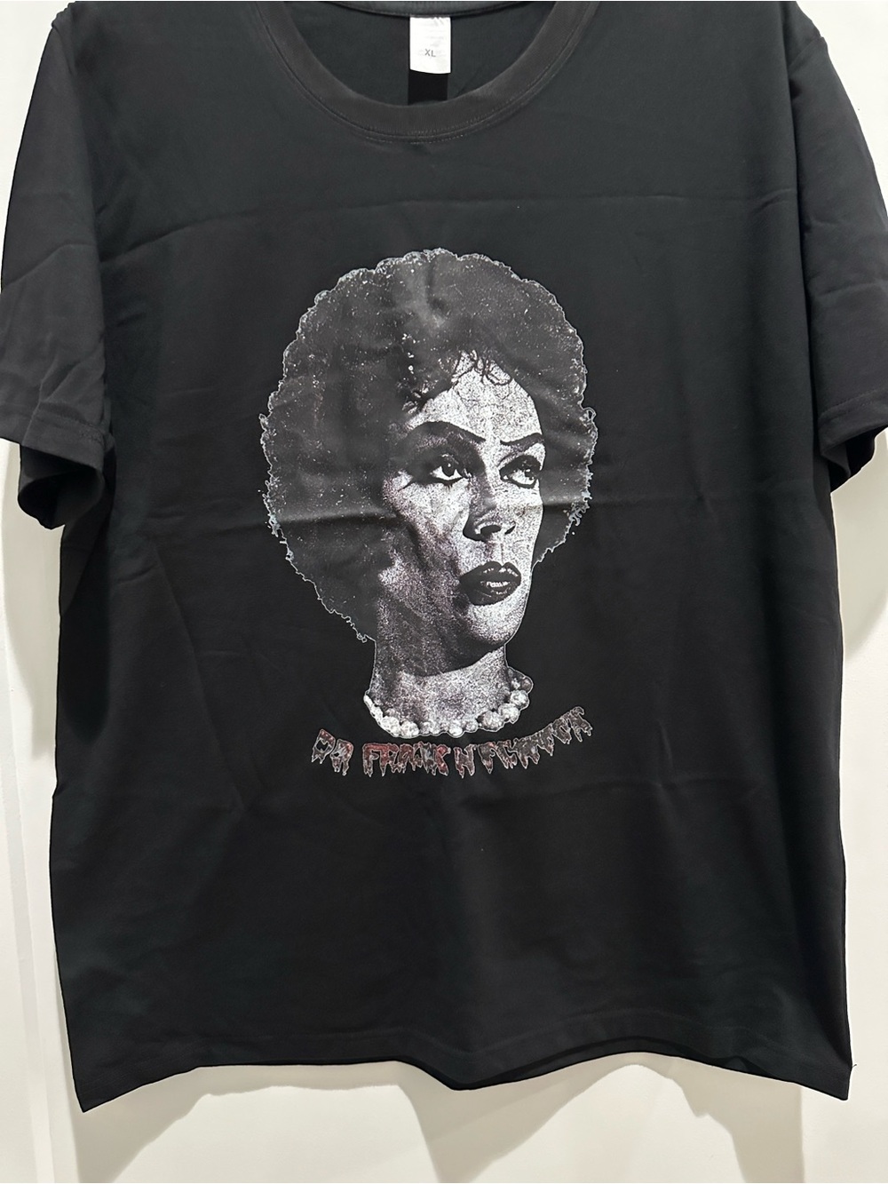 Black Graphic Men’s T-Shirt with Tim Curry as Dr. Frank-N-Furter Portrait Print